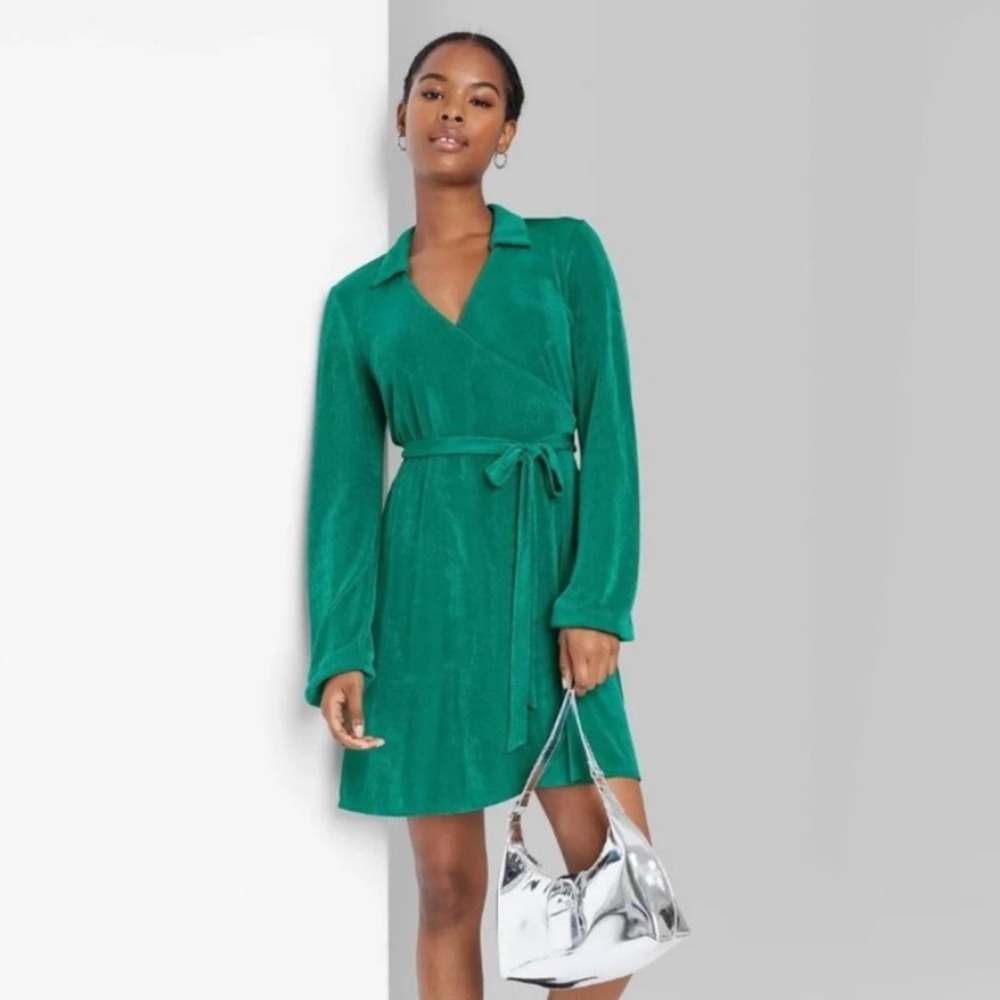 Wild Fable Balloon Long Sleeve Wrap Dress